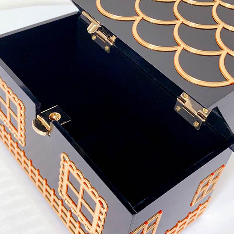Large Capacity Acrylic Handbag - Elegant Lock Clutch for Upscale Events - Buy Center