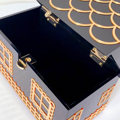 Large Capacity Acrylic Handbag - Elegant Lock Clutch for Upscale Events - Buy Center