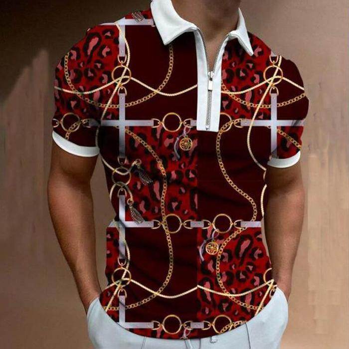 Trendy 3D Printed Zipper Pullover T-Shirt - Short Sleeve, Casual Style - Buy Center