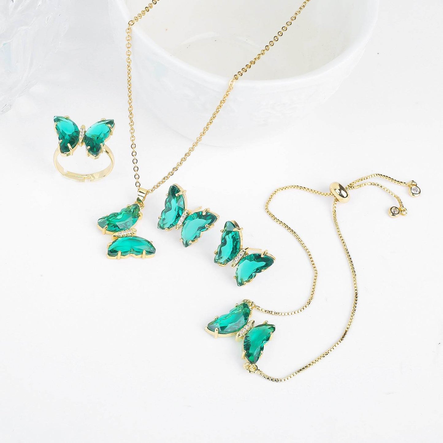 Buycenter Lucky Crystal Butterfly Jewelry Set - Necklace, Earrings & More - Buy Center