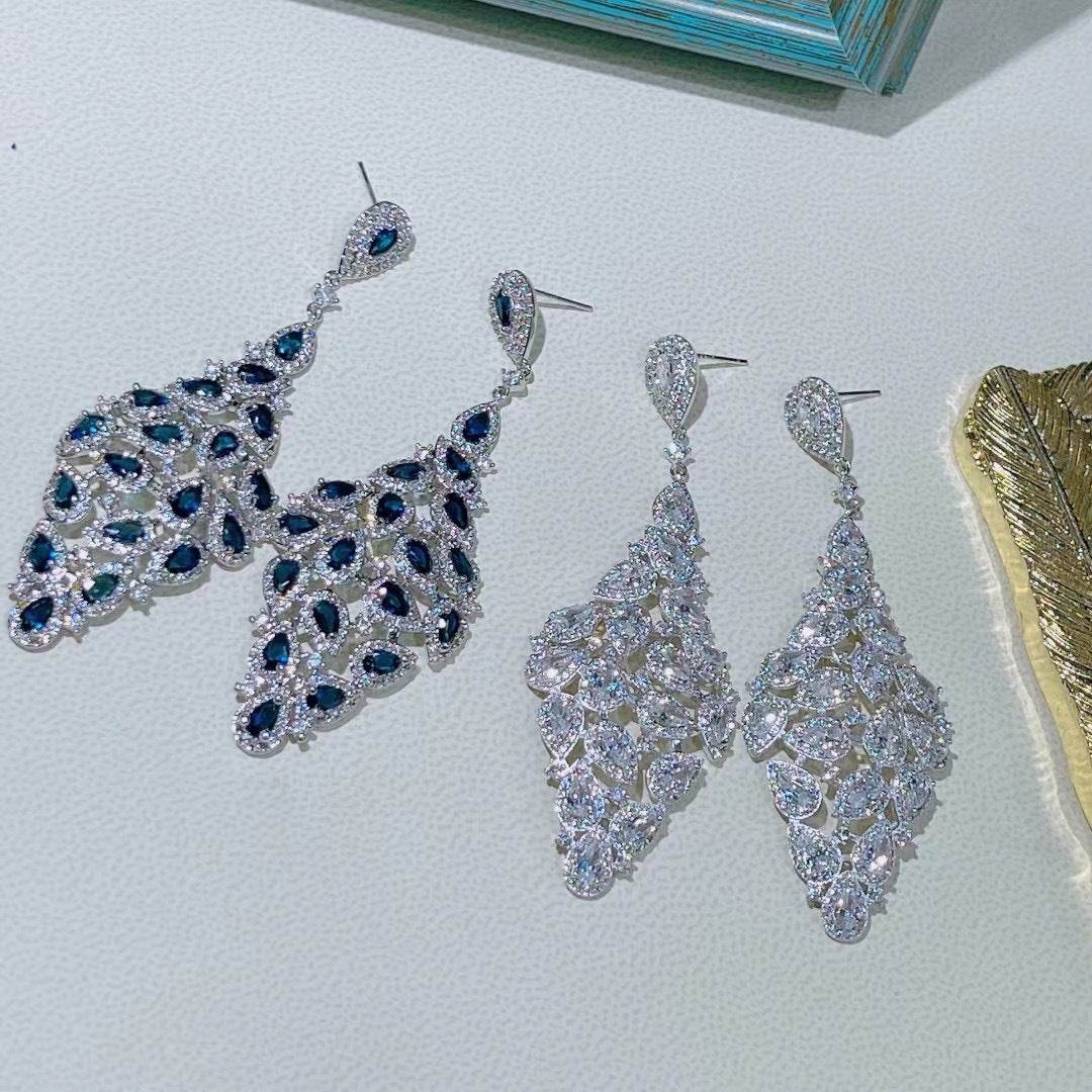 Buycenter Luxury Large Diamond Drop Earrings - Zircon Water Drop Design - Buy Center