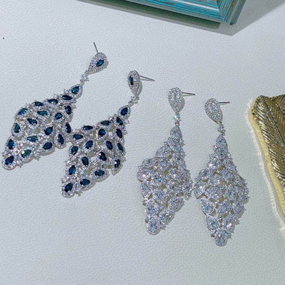 Buycenter Luxury Large Diamond Drop Earrings - Zircon Water Drop Design - Buy Center