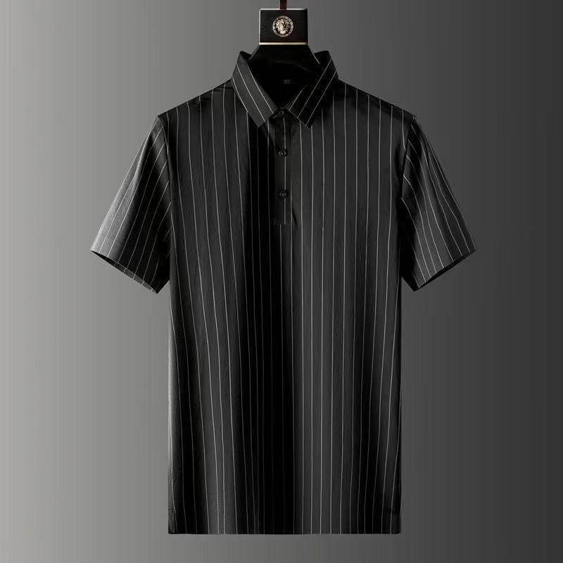 Men's Ice Silk Stripes Casual Suit - Trendy Short Sleeve Trousers Set - Buy Center
