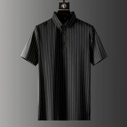 Men's Ice Silk Stripes Casual Suit - Trendy Short Sleeve Trousers Set - Buy Center