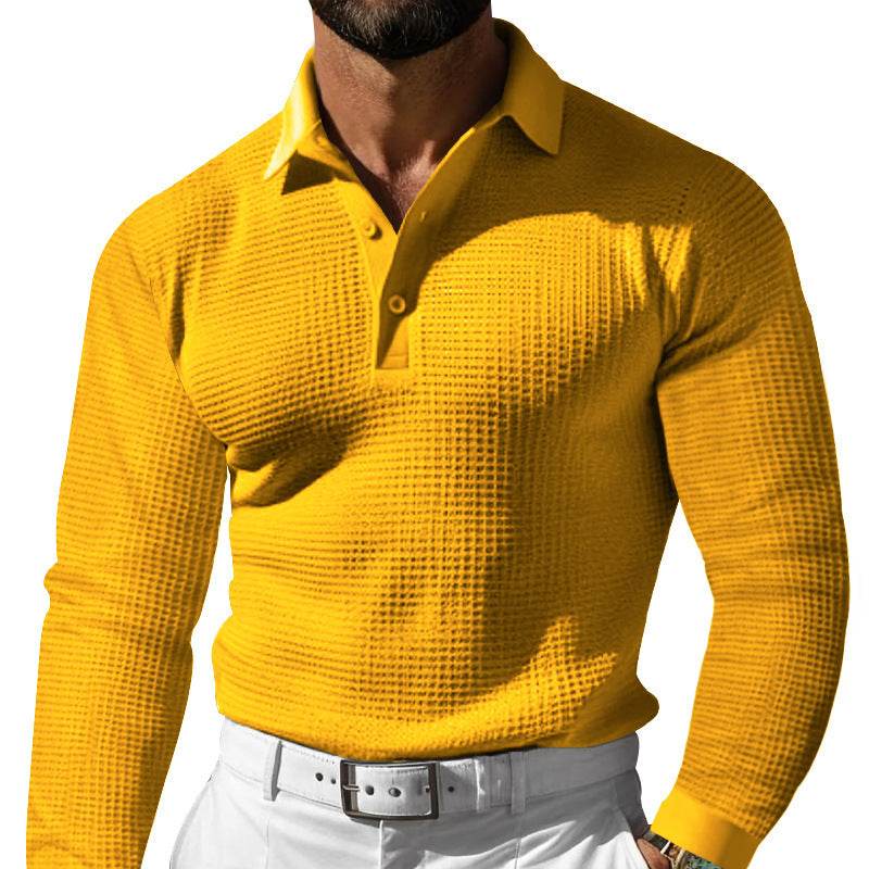 Buycenter Casual Lapel Button T-shirt - Long Sleeve, Multiple Colors Available - Buy Center