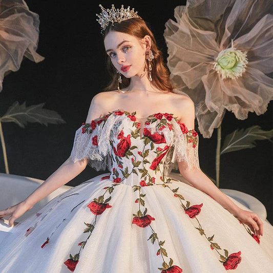 Temperament Bride Bra Trailing Mori Wedding Dress - Elegant Floor-Length Style - Buy Center