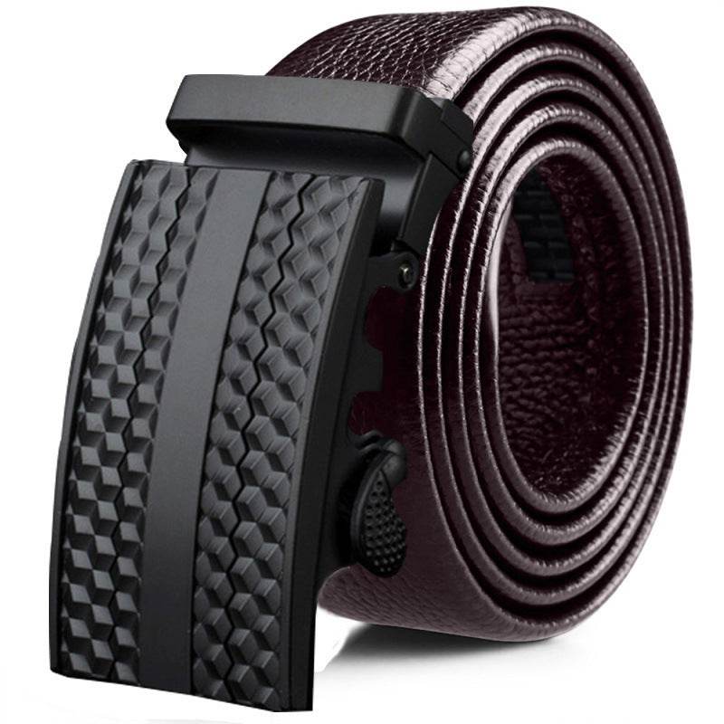 Fashion Casual Men's Leather Belt - Two-Layer Automatic Buckle Design - Buy Center