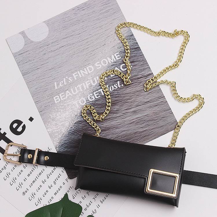 New Retro Metal Geometric Waist Bag - Stylish PU Fabric Accessory - Buy Center
