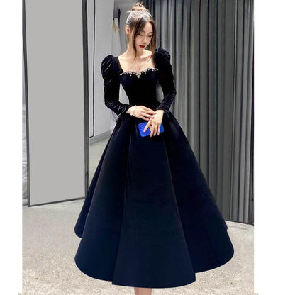 Buycenter Wine Red Long-Sleeved Evening Dress for Women - Elegant Style - Buy Center