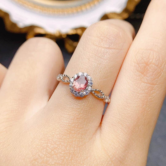 Buycenter Natural Tourmaline Ring - S925 Silver Female Jewelry - Buy Center