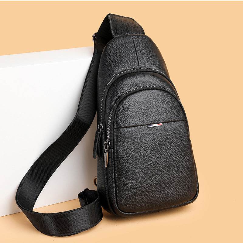 Men's Leather Chest Bag - Casual Crossbody with Large Capacity & Style - Buy Center