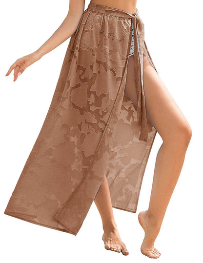 Elegant Transparent Floral Swimsuit Overskirt - Lightweight Beachwear for Summer - Buy Center