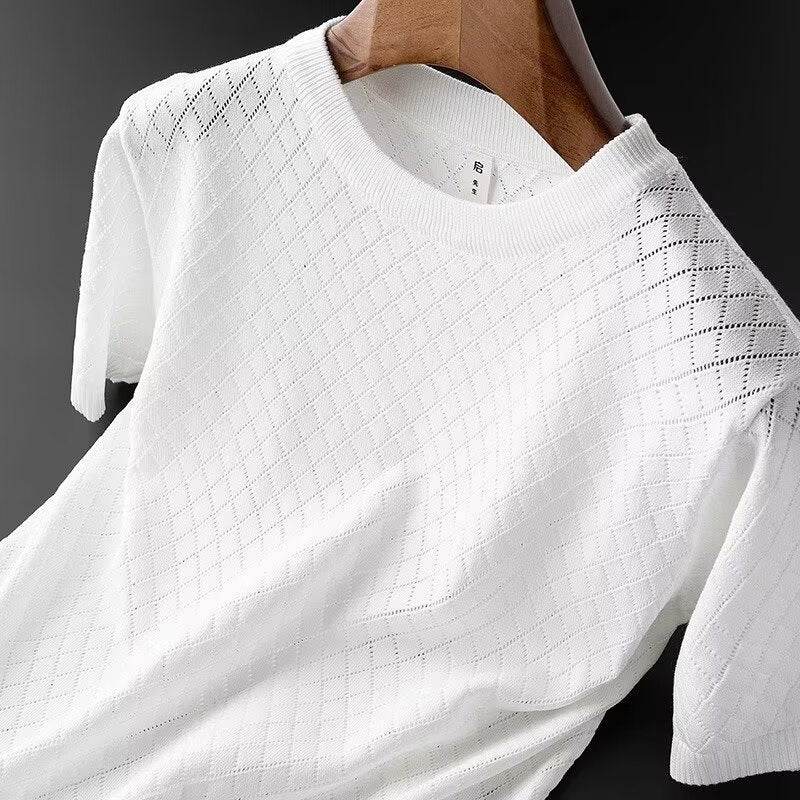Buycenter Men's Ice Silk Summer Sweater - Thin Cut-out Top for Adults - Buy Center