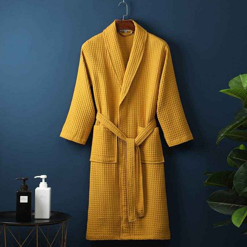 Pure Cotton Bathrobe - Long Waffle Nightgown for Men & Women 2025