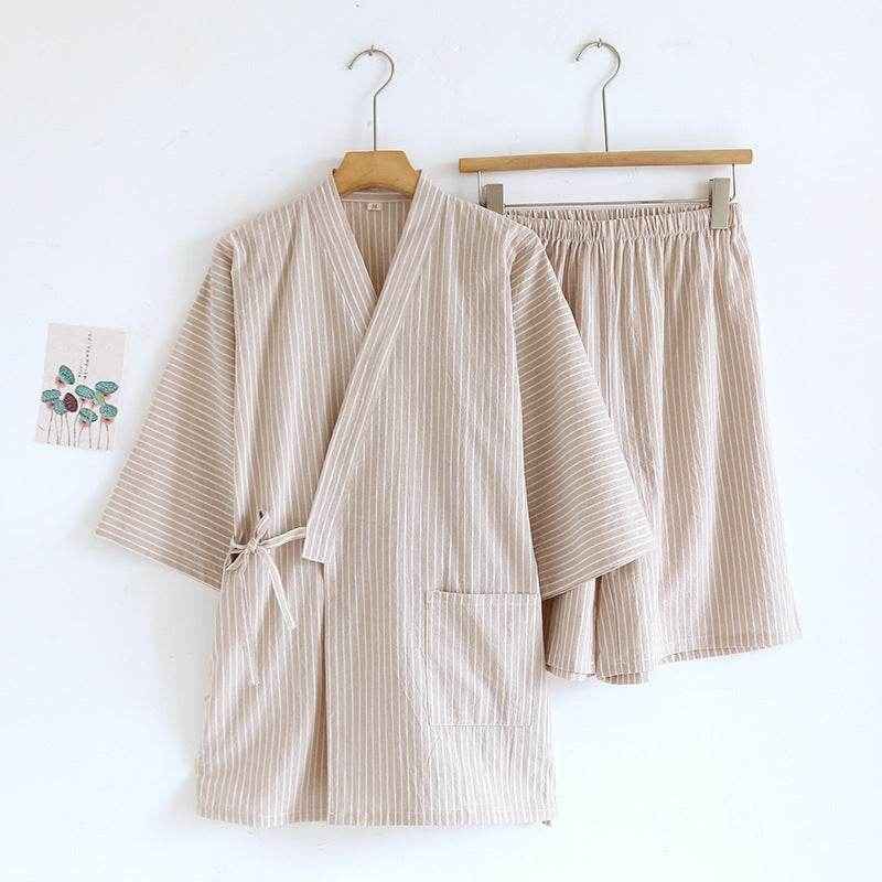 Washed Cotton Thin Striped Pajamas - Comfortable Sleepwear Set For All