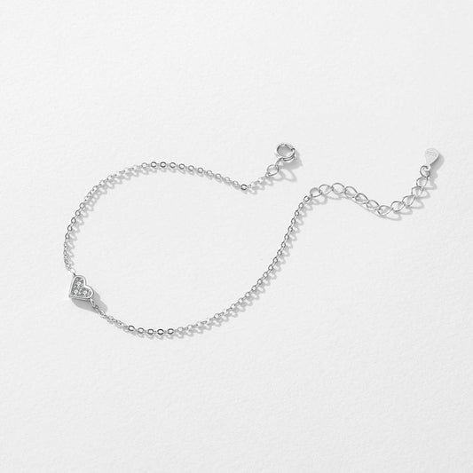 Buy Center Women's Heart-Shaped Bracelet - Elegant Silver with Zircon - Buy Center