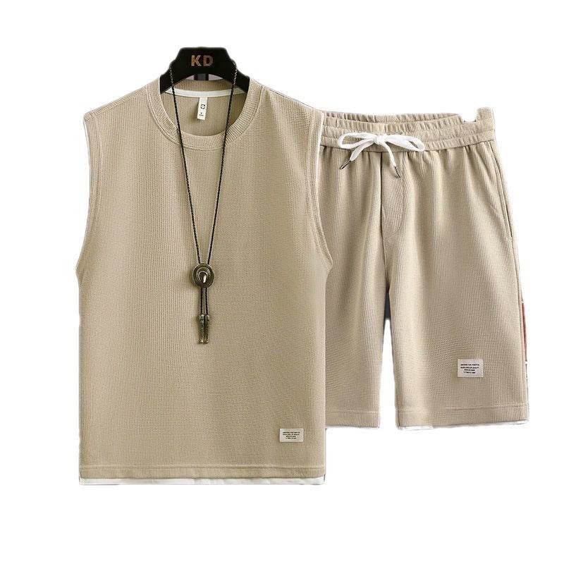 Buycenter Summer Ice Silk Vest & Shorts Set - Casual Geometric Fashion - Buy Center