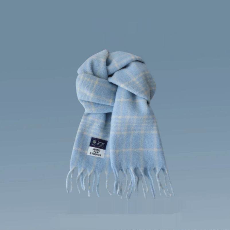 Women's Thick Warm Winter Shawl - Cozy Wool Wrap with Tassel Details - Buy Center