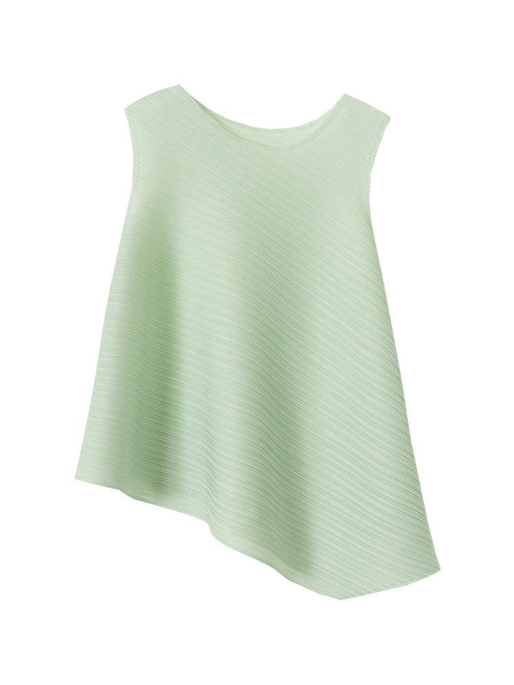 Pleated Women's Slimming T-Shirt - Stylish Sleeveless Fit in Various Colors - Buy Center