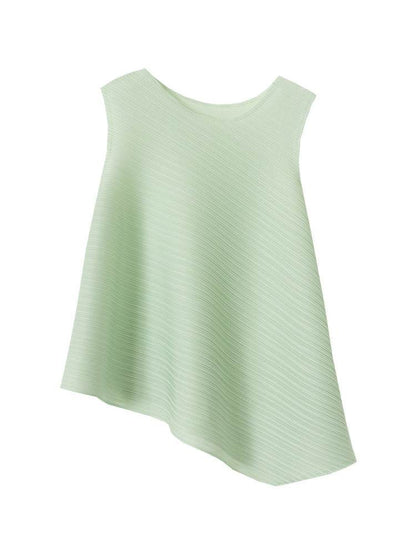 Pleated Women's Slimming T-Shirt - Stylish Sleeveless Fit in Various Colors - Buy Center