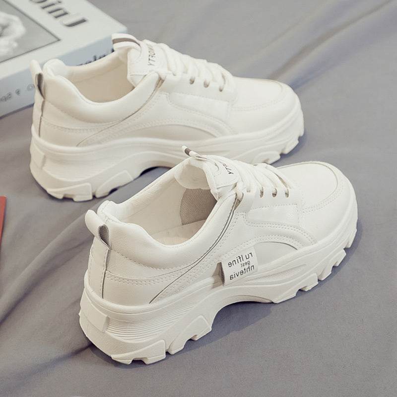 Buycenter Women's Trendy Thick Soled White Vulcanize Shoes - Casual Style - Buy Center