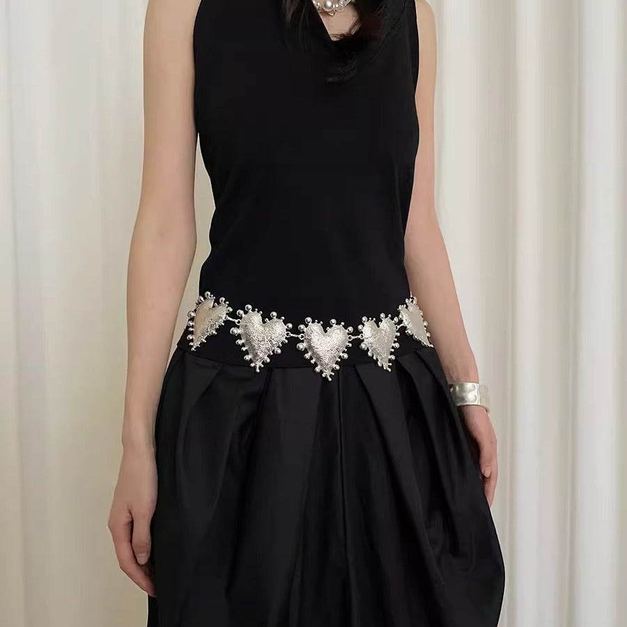 Retro Silver Big Heart Waist Chain - Trendy Metal Belt for Women 2025 - Buy Center