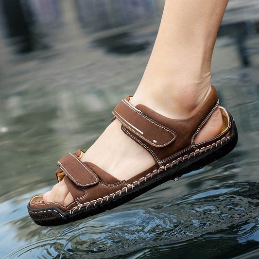 Trendy Men's Casual Leather Sandals - Comfortable PU & Durable Rubber Sole - Buy Center