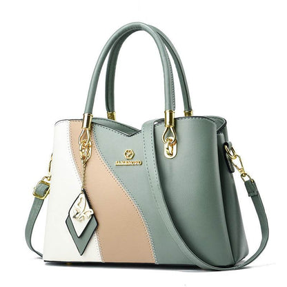 Large Capacity Contrast Color Handbag - Stylish Soft Leather Clutch - Buy Center
