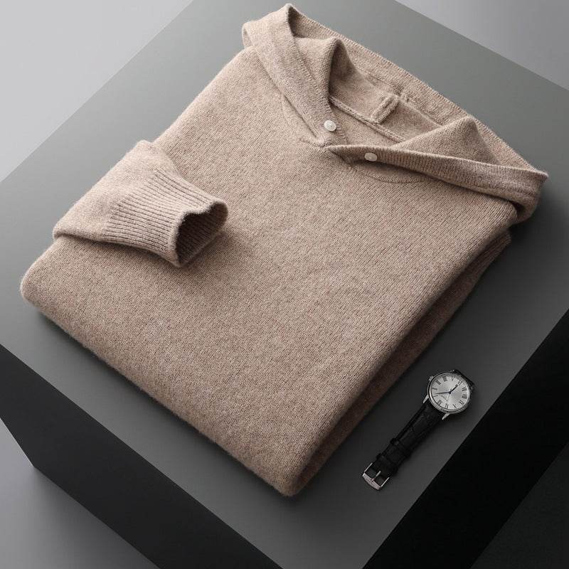 Buycenter Men's Casual Knitted Hoodie - Stylish Wool Hooded Sweater - Buy Center