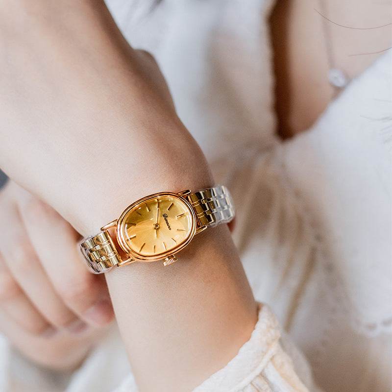 Elegant Oval Steel Watch for Women - Gold & Red Antique Style 2025 - Buy Center