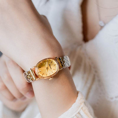 Elegant Oval Steel Watch for Women - Gold & Red Antique Style 2025 - Buy Center