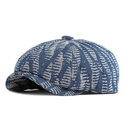 Spring & Autumn Washed Denim Beret - Stylish Octagonal Design for All Seasons - Buy Center