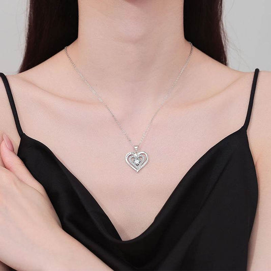 Buycenter Women's Heart-Shaped Birthstone Necklace - Double Weight with Diamond - Buy Center
