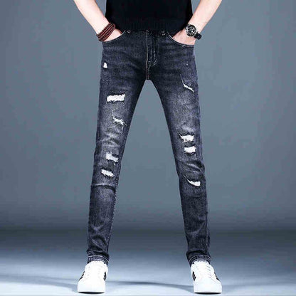 Ripped Fleece Padded Jeans for Men - Stretch Slim-Fit Casual Style - Buy Center