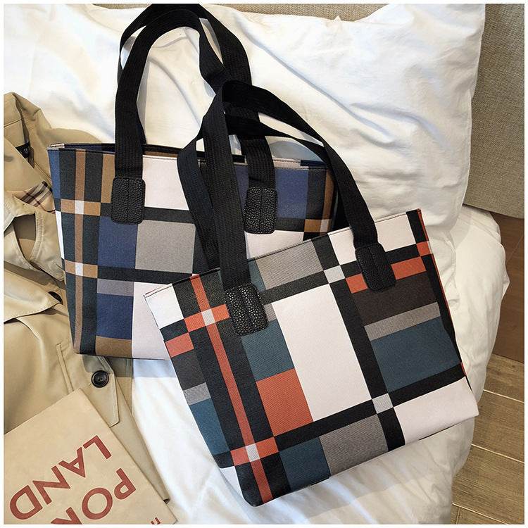 Buycenter Large Capacity Plaid Shopping Bag - Soft PU Evening Bag - Buy Center