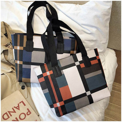 Buycenter Large Capacity Plaid Shopping Bag - Soft PU Evening Bag - Buy Center