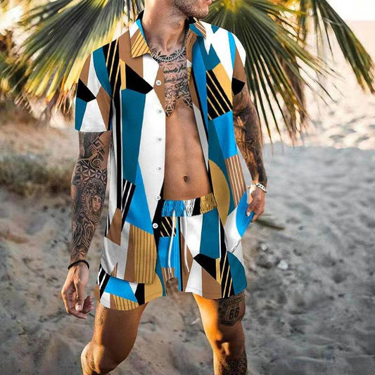 Buycenter Men's Casual Short Sleeve Shirt & Shorts Beach Suit - Buy Center