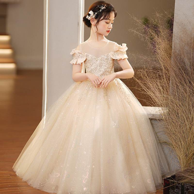 Spandex Princess Dress with Tulle Tutu & Crown for Girls - Sizes 110-160cm - Buy Center