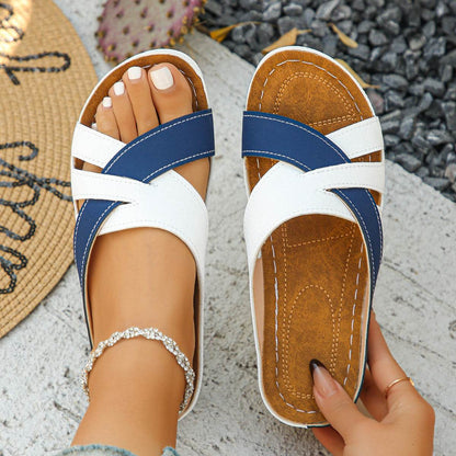 Buycenter Women's Fashion Platform Wedge Slippers - Color Matching & Stylish - Buy Center