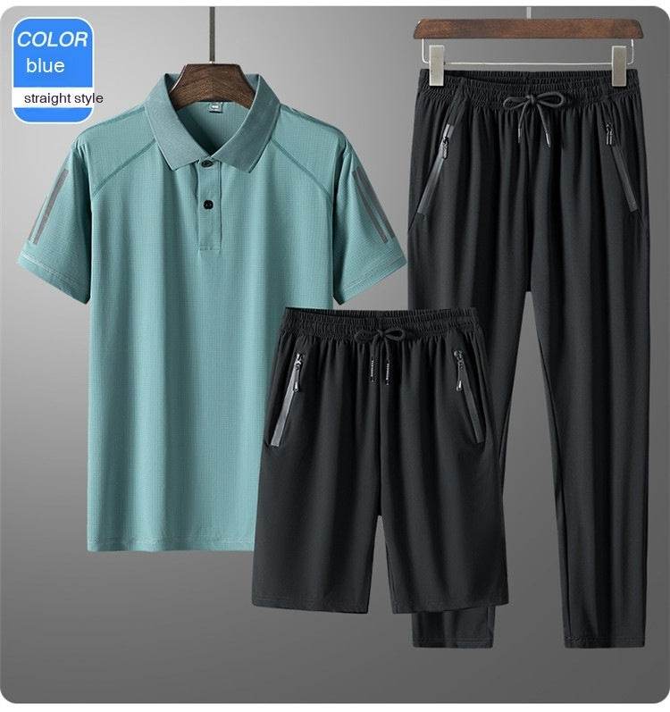 Men's Summer Ice Silk Casual Suit - Comfortable and Breathable Loungewear - Buy Center