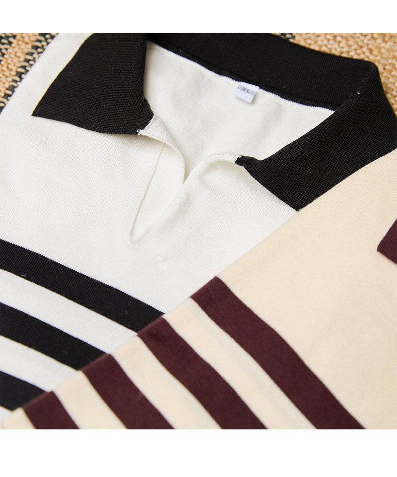 Slim Fit Lyocell Polo Shirt - Breathable Striped Short Sleeve Style - Buy Center