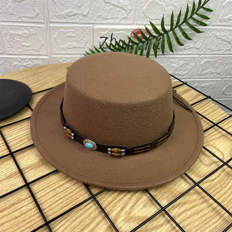 British Retro Woolen Wide Brim Hat - Stylish Fedora for All Ages - Buy Center