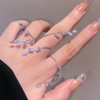Buycenter Simple Zircon Leaves Finger Chain - Elegant Body Jewelry for Women - Buy Center