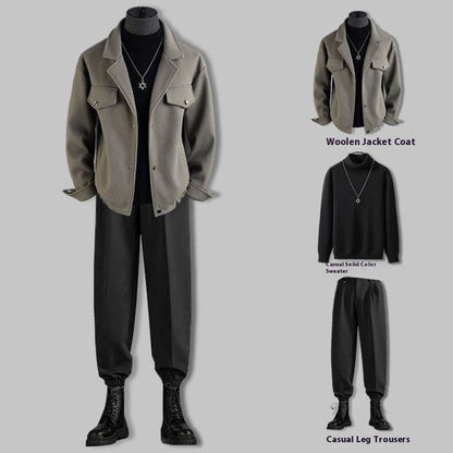 Men's Thickened Woolen Jacket Coat - Casual Loose Fit Blazer for 2025 - Buy Center