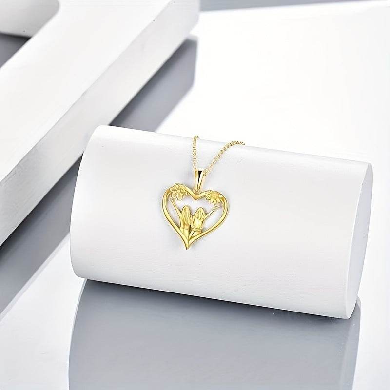 Buy Center Sunflower Heart Pendant Necklace - Gold Cross Chain for Women - Buy Center