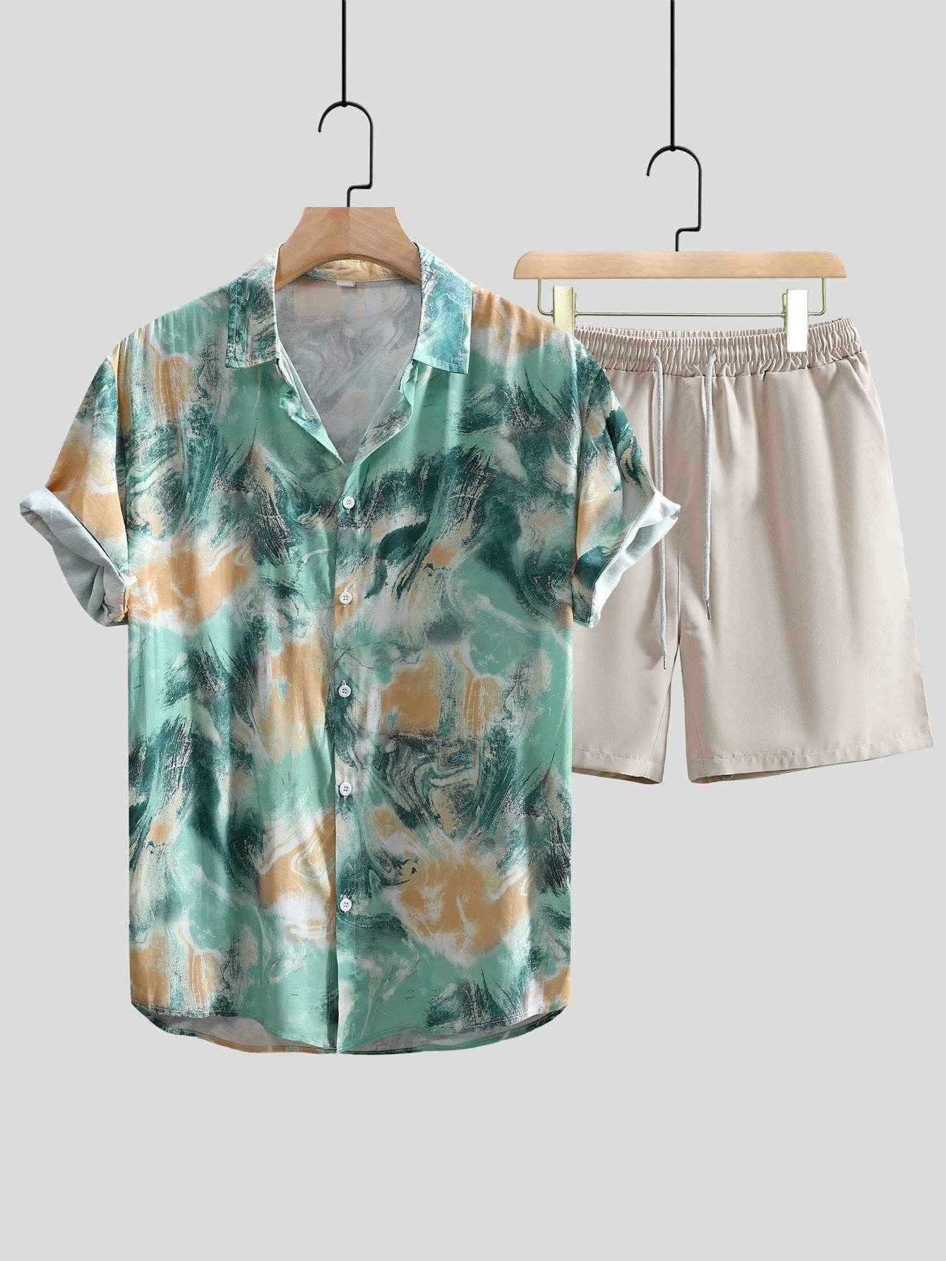 Men's Casual Short Sleeve Shirt Outfit - Trendy Prints & Comfort