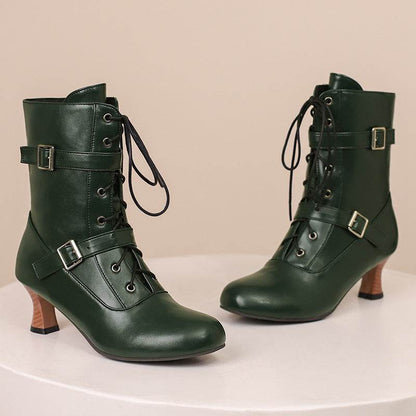Comfortable Mid Heel Women's Boots - Lace-Up, Plus Size Fashionable Style - Buy Center