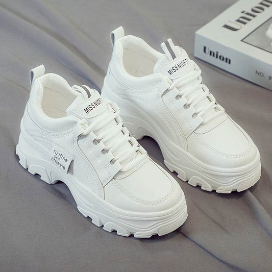 Buycenter Women's Trendy Thick Soled White Vulcanize Shoes - Casual Style - Buy Center