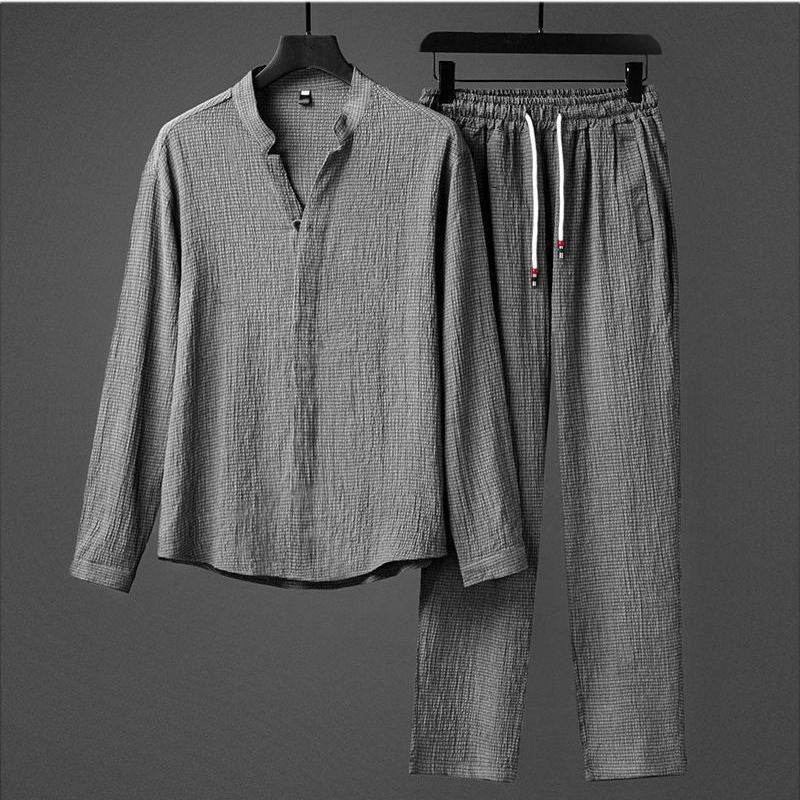 Buycenter Chinese Style Tang Suit - Plus Size Long Sleeve Two-Piece Set - Buy Center