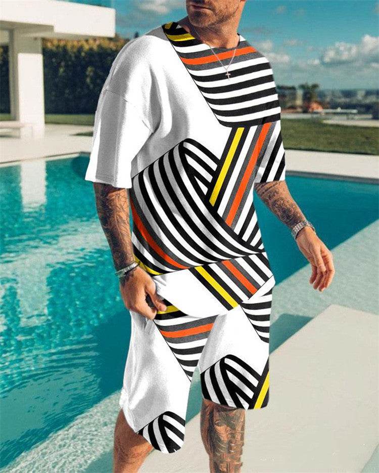 Men's Youth Slim Sports T-Shirt & Shorts Set - 3D Stylish Activewear - Buy Center